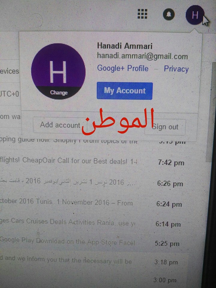 Hanadi's hacked google account