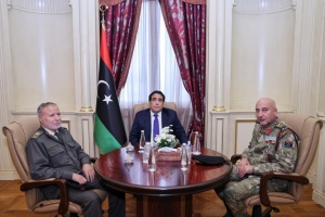 Menfi discusses with Al-Haddad, Al-Juwaili Western Military Region tasks 