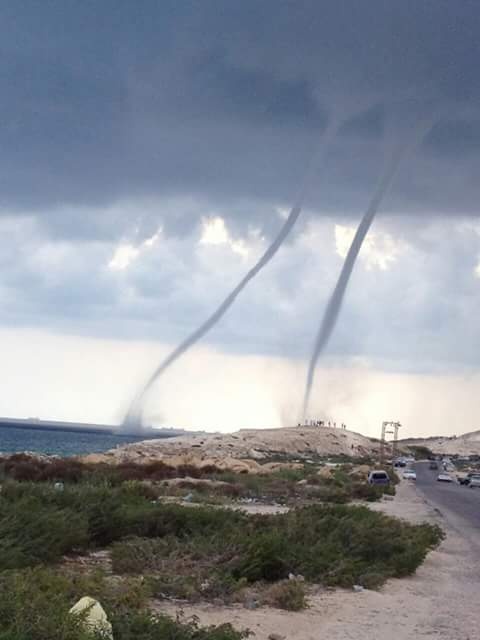 Misrata residents woke up Friday with unexpected rainy weather at the peak of summer season while waterspouts spotted off the coast 